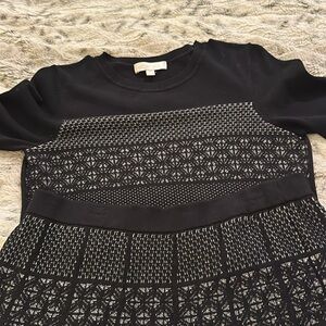 Etcetera knit sweater skirt set. Black and white. Stretchy. Top XS and skirt M.